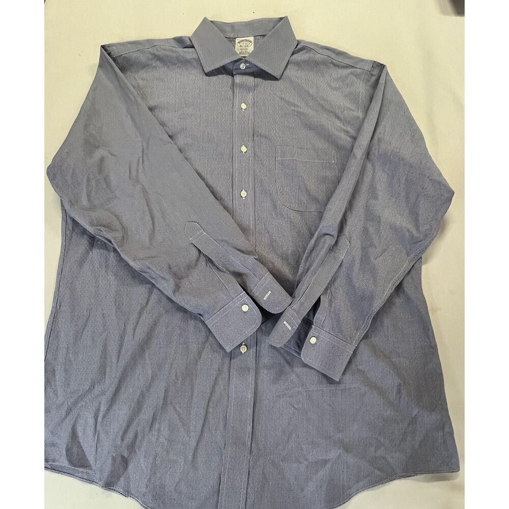 Brooks Brothers Mens Regent Blue White Check Long Sleeve Button Up Shirt 17-33